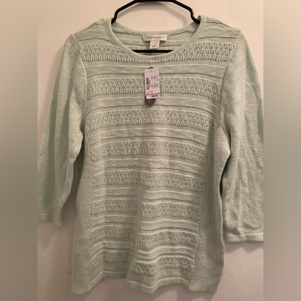 Brand New womens lightweight sweater Christopher & Banks size L light green